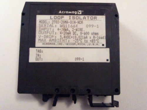 Acromag Input Loop Power Signal Isolator 270I-20MA-DIN-NCR Used.