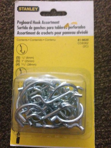 Pegboard Hook Assortment 20 piece CD8362 81-9620 fits 1/8 &amp; 1/4&#034; board Stanley