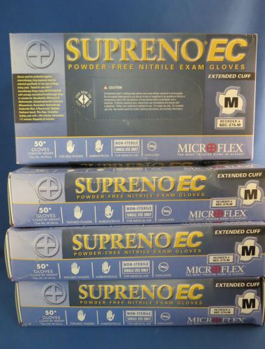 4 boxes microflex supreno ec powder-free nitrile exam gloves sec-375-m for sale