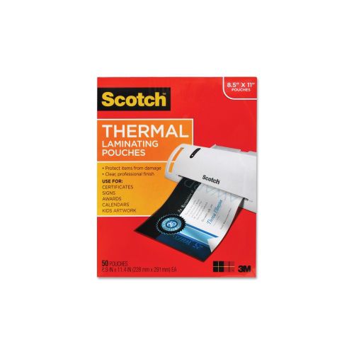 Scotch Thermal Laminating Pouch Letter 8.50 Widthx11 Length 50 Pack Clear