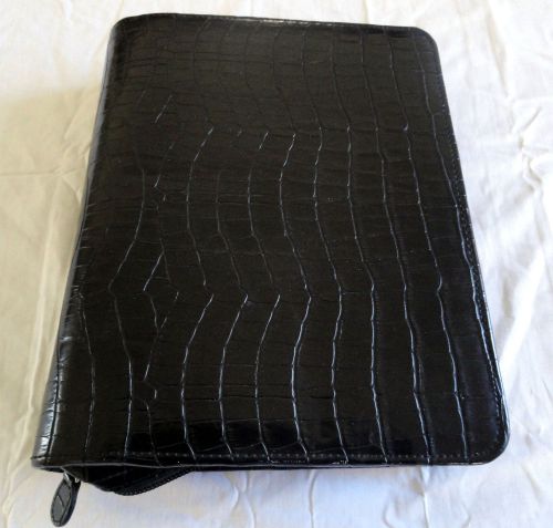 Franklin Covey Classic Black Sim Pebbled Leather Planner Organizer 7 Ring Binder