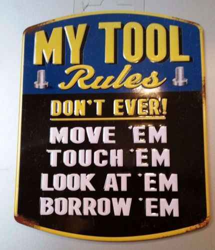 MY TOOL RULES EMBOSSED METAL MAGNET FOR TOOLBOX __SHIPS WORLDWIDE