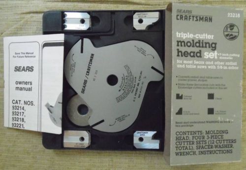 New craftsman 9 3218 radial &amp; table saw molding cutter set  7&#034; head &amp; 4 cutters for sale