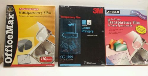 NEW 210 Sheets 3M CG3300 Transparency Film Laser Printer 50 Count Apollo InkJet