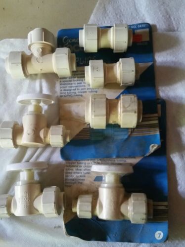 Lot of 8 genova uncopper 3/4, 1/2&#034; cpvc couplings,straight supply valves &amp; t. for sale