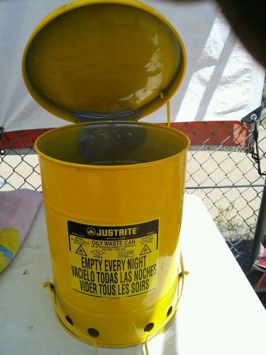JUSTRITE 09101 Oily Waste Can, 6 Gal., Steel, Yellow. FREE SHIPPING!!!!!