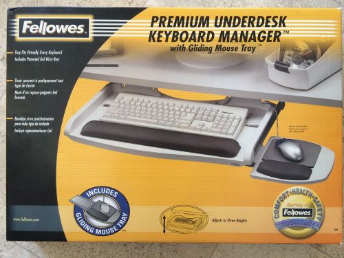 New - Fellowes Premium Underdesk Keyboard Manager 93801 with Gliding Mouse Tray