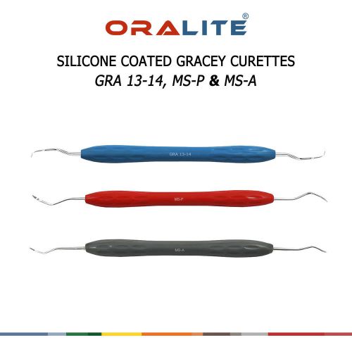 Silicone coated micro sickle scalers ms-p and ms-a + gracey curette 13-14 set for sale