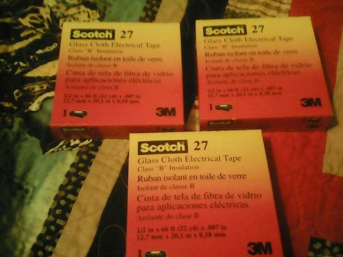 Lot of 3 Scotch 27 1/2 in. x 66 ft. Glass Cloth Electrical Tape