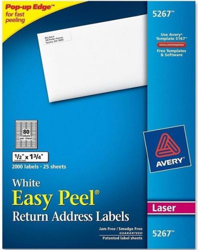 AVERY LASER 5267 WHITE EASY PEEL RETURN ADDRESS LABELS 1/2&#034;x1-3/4&#034; 2000 LABELS
