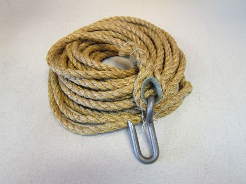 1/2&#034; Manilla Rope w. Attachment Hook 53 Ft Long! Appears Unused WHAT A DEAL!