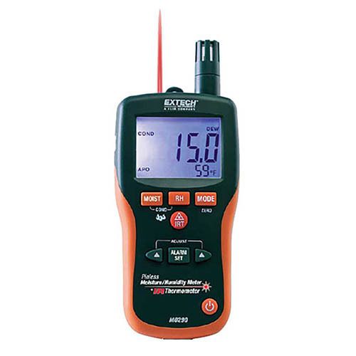 Extech mo290 pinless moisture psychrometer, ir 8-in-1 meter w/ir thermometer for sale
