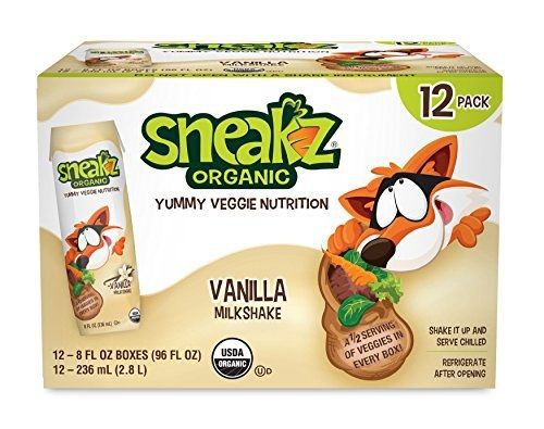 Sneakz Organic Vanilla Milkshake, 8 Ounce (Pack of 12)