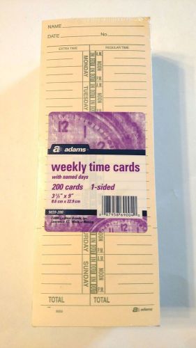 One pack of 200 adams 1-sided weekly time cards w/ named days   3 2/5&#034;  x 9&#034; for sale