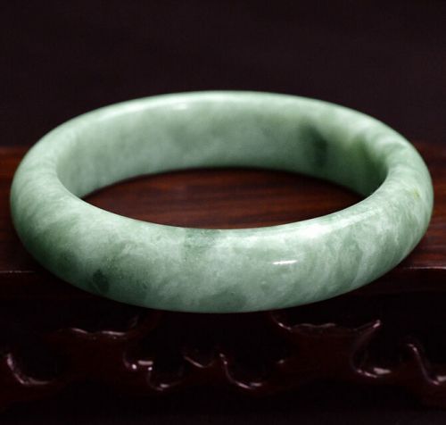 Natural New Green Jade Beautiful Gems Bangle Bracelet Floating Flowers 56mm-59mm