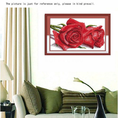 Needlework Counted Cross Stitch Set Embroidery Kit Roses Pattern Decor KO T9O0