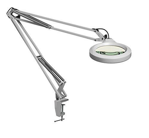 Luxo 18346lg lfm led illuminated magnifier, 45&#034; arm, 5 diopter, edge clamp, for sale