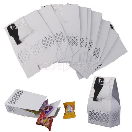 12pcs Groom Tuxedo &amp; Bride Dress Wedding Engagement Cake Candy Favors Boxes