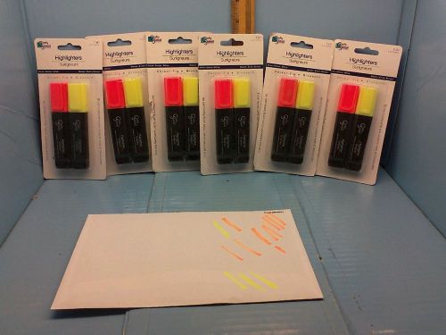 Lot of 6----2-Pack (5mm) orange &amp; yellow Colored Highlighters~crafty station