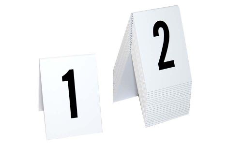 Plastic catering markers 1-20 tent style, white w/ black number, free shipping for sale