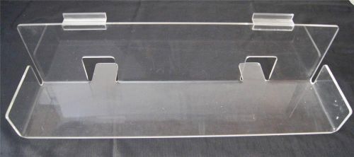 Slatwall clear acrylic shelf with ends - 23 1/2&#034; long x 6&#034; high x 5 1/2&#034; deep for sale