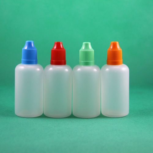 50x 50ML Plastic Dropper Bottles Long Thin Tip Child Proof Resistant Safe Cap PE