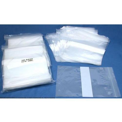 300 White Block Resealable Plastic Bags 8&#034; x 10&#034;
