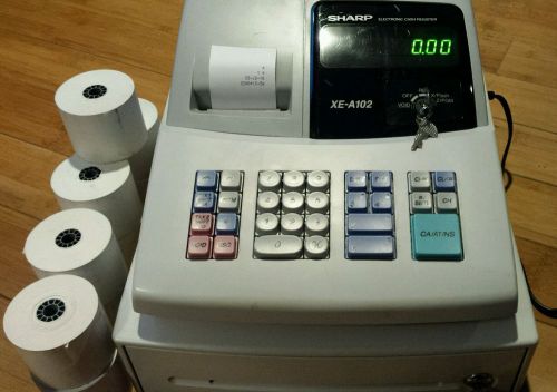 SHARP Electronic Cash Register ~ XE-A102 ~ Works ~ Two Keys and 9 new rolls tape