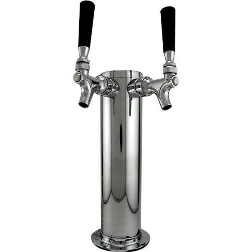 Double tap draft beer tower stainless steel 3&#034; d keg works for sale