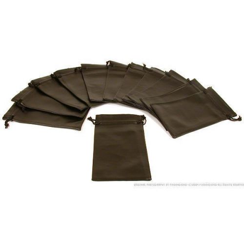 Black Leatherette Drawstring Pouches 12pc