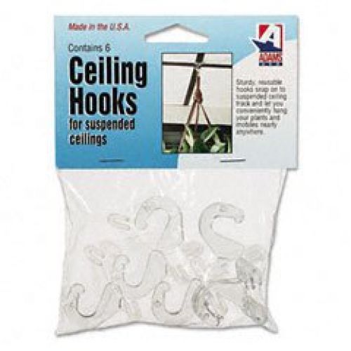 Adams 5/16 x 3/4 x 1-3/8 inches clear plastic ceiling hooks, 6 per pack for sale