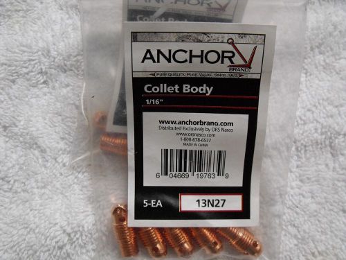 Anchor 5-pk Collet Body 13N27 (1/16&#034;) for TIG Welding Torch 9/20/25