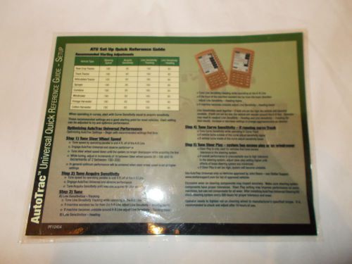 JOHN DEERE AMS  AUTOTRAC UNIVERSAL LAMINATED QUICK REFERENCE SETUP GUIDE PF12454
