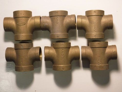 Lot of 6 nibco 835r dwv cast bronze double tee 2&#034; x 2&#034; x 2&#034; x 1-1/2&#034; x 1-1/2&#034; for sale