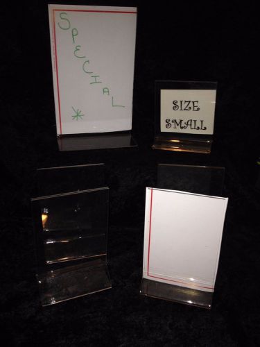 Lot of Acrylic Double Sided Sign Holders 6 Pieces