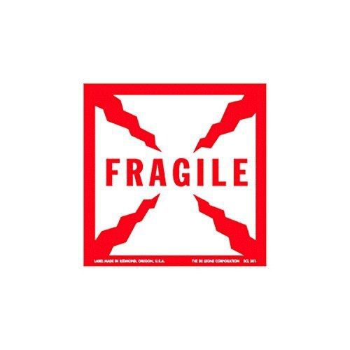 Pratt DLSCL501 Fragile Label, 4&#034; Length, 4&#034; Width, Red/White (Pack of 500)