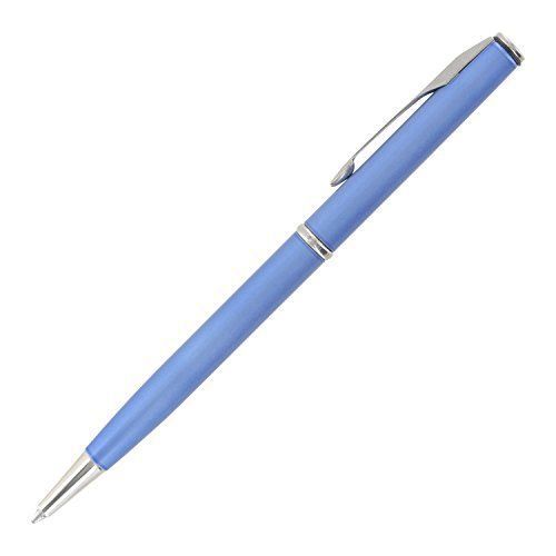 Parker Insignia Satin Blue Chrome Trim Ball Point Pen &amp; Pencil Set 74076