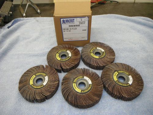 Merit Grind-O-Flex Flap wheels NIB box of 5 6&#034; x 1&#034; x1&#034; 80 grit