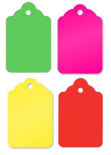 #5 Fluorescent Colors Merchandise Tags, Holes, No Strings, 1-3/4&#034; x 1-1/8&#034;,