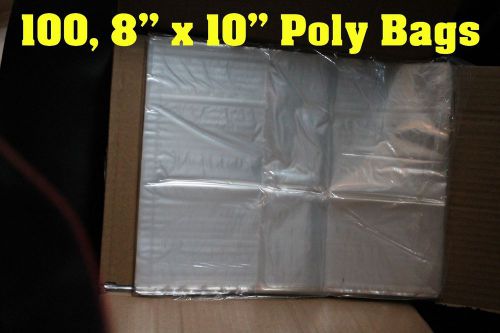 Lot of 100 Clear Layflat Poly Bags 1 mil, 8x10