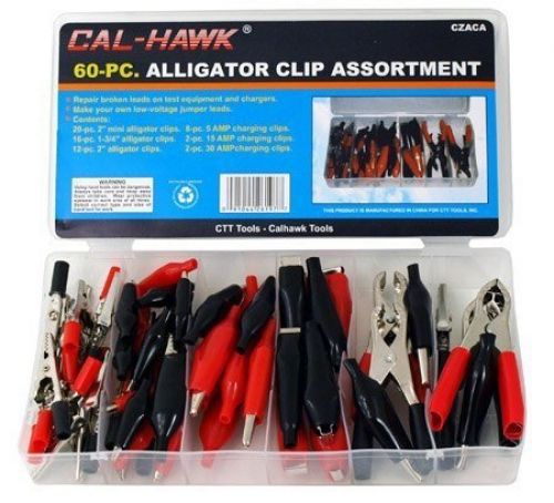 Cal-Hawk Alligator Clip &amp; Clamp Assortment Electrical 60 pc Set