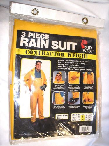 Mid West - 3 Piece Rain Suit - Contractor Weight - Size: Large