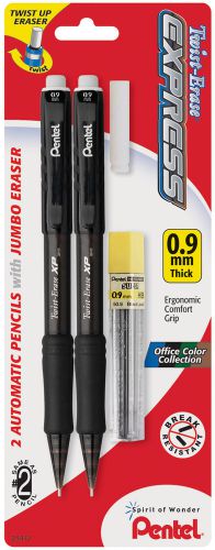 Pentel Twist-Erase Express Automatic Pencils .9mm 2/Pkg-Black 072512234129