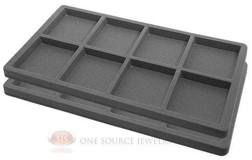 2 Gray Insert Tray Liners W/ 8 Compartments Drawer Organizer Jewelry Displays