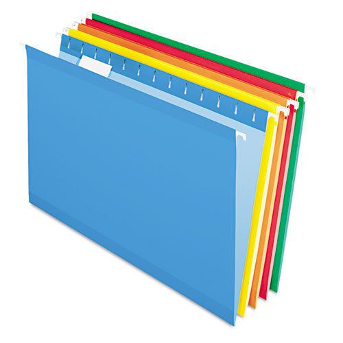 Pendaflex Reinforced Hanging Folders, 1/5 Tab, Legal, Assorted, 25/Box
