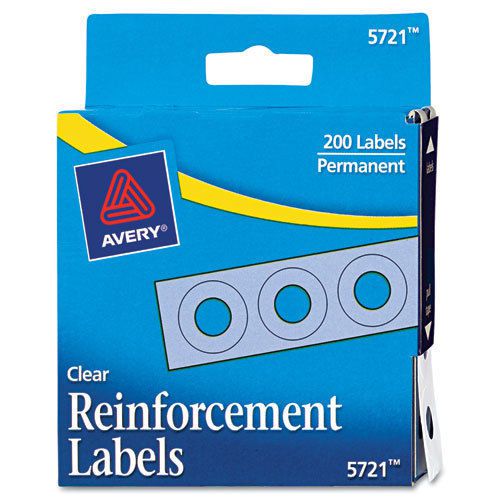 Avery 5721 Hole Reinforcement Labels, 200 Permanent Labels, CLEAR
