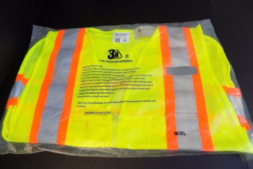 Hi Visibility Safety Vest - Class 2/Level 2- M/XL-New In Pkg.-3A Safety Groups