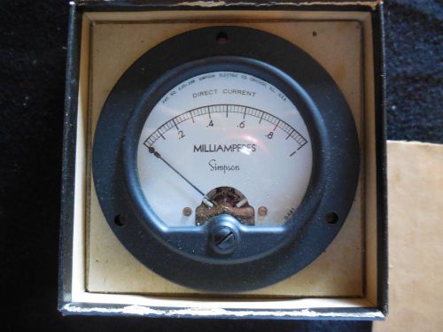 Simpson electric model 25 - 3.5&#034; round 0 to 1 dc milliamperes analog meter #3441 for sale