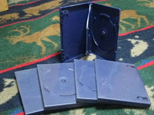 (2nds) blemished--    5xDouble DVD Cases 2 Disc Dual Navy Blue Color Empty 12mm