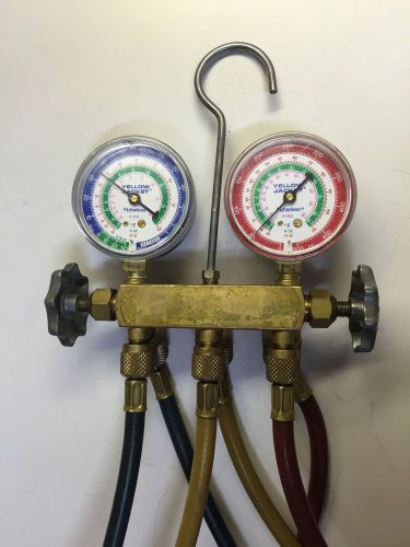 YELLOW JACKET TESTING AND CHARGING MANIFOLD - R12, R22, R502 w/ 3x 36&#034; Hoses